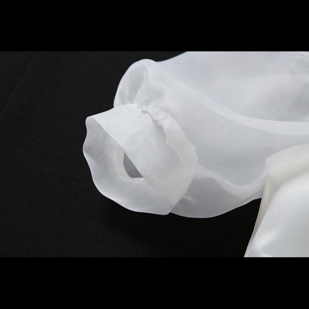 Korean Satin Layered Mini White Dress - Picture 10 of 13
